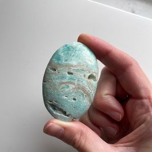 Blue aragonite palm stone (crystals)